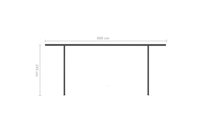 Manuell uttrekkbar markise med stolper 6x3,5 m antrasitt - Balkongmarkise - Markiser - Terrassemarkise