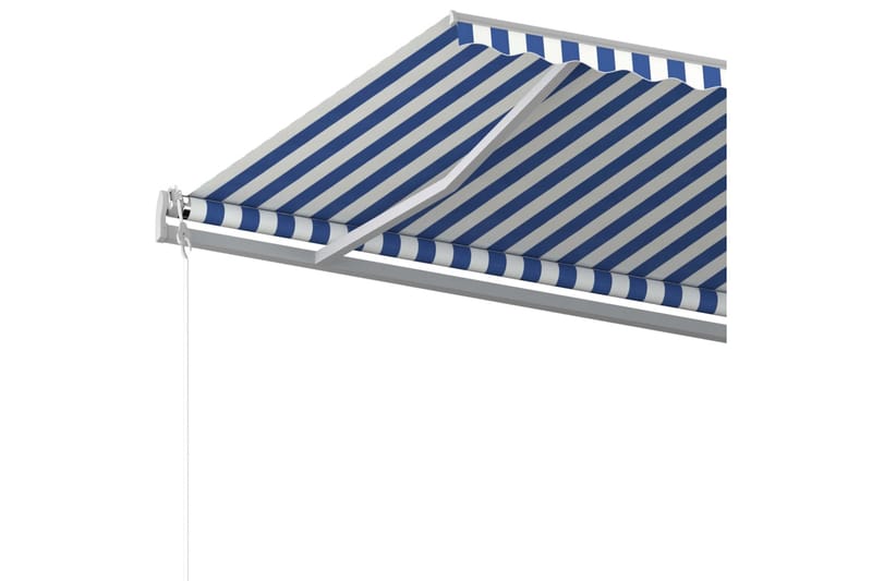 Manuell uttrekkbar markise med stolper 6x3,5 m blå og hvit - Balkongmarkise - Markiser - Terrassemarkise