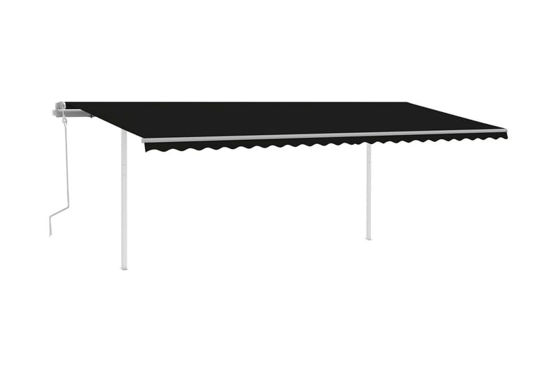 Manuell uttrekkbar markise med stolper 6x3 m antrasitt - Antrasittgrå - Balkongmarkise - Markiser - Terrassemarkise