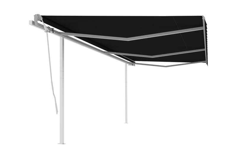 Manuell uttrekkbar markise med stolper 6x3 m antrasitt - Antrasittgrå - Balkongmarkise - Markiser - Terrassemarkise