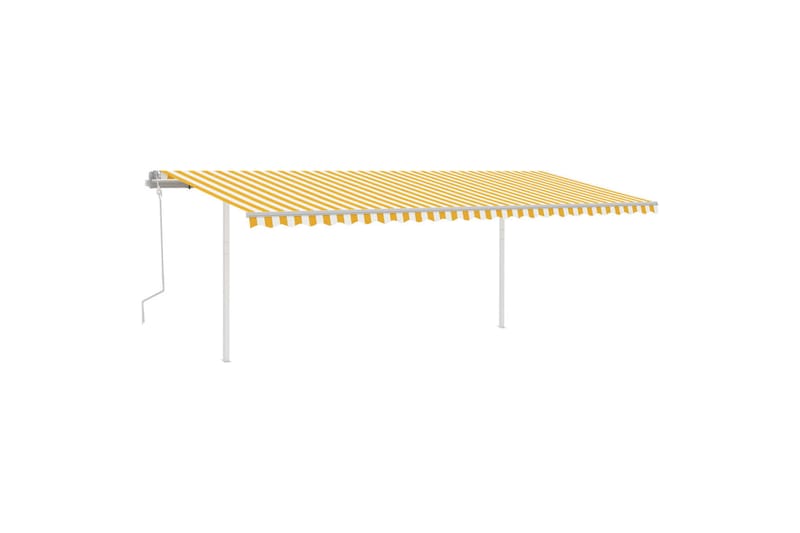 Manuell uttrekkbar markise med stolper 6x3 m gul og hvit - Gul - Balkongmarkise - Markiser - Terrassemarkise