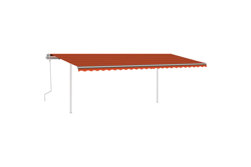 Manuell uttrekkbar markise med stolper 6x3 m oransje og brun - Oransj - Balkongmarkise - Markiser - Terrassemarkise