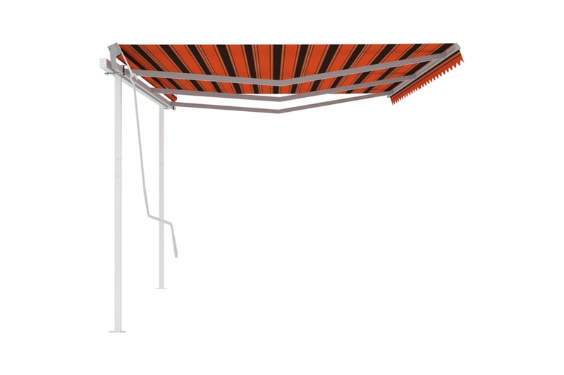 Manuell uttrekkbar markise med stolper 6x3 m oransje og brun - Oransj - Balkongmarkise - Markiser - Terrassemarkise