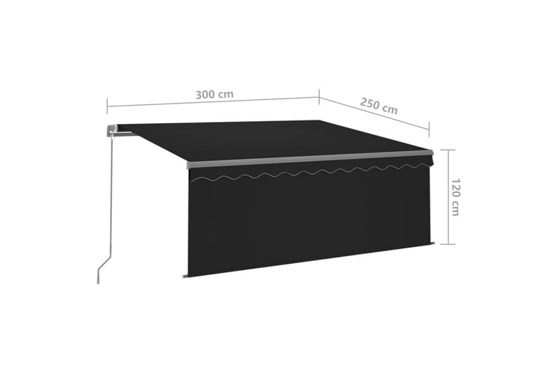 Manuell uttrekkbar markise rullegardin&LED 3x2,5 m - Antrasittgrå - Hagemøbler - Solbeskyttelse - Markiser - Vindusmarkise