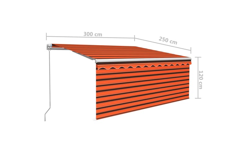 Manuell uttrekkbar markise rullegardin&LED 3x2,5 m - Oransj - Hagemøbler - Solbeskyttelse - Markiser - Vindusmarkise