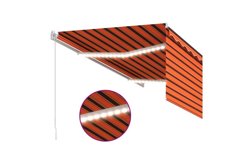 Manuell uttrekkbar markise rullegardin&LED 3x2,5 m - Oransj - Hagemøbler - Solbeskyttelse - Markiser - Vindusmarkise
