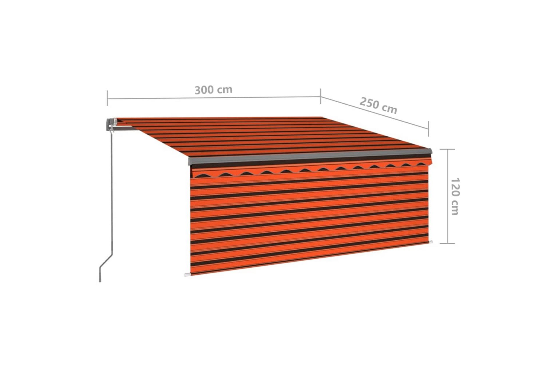 Manuell uttrekkbar markise rullegardin&LED 3x2,5m - Oransj - Hagemøbler - Solbeskyttelse - Markiser - Vindusmarkise