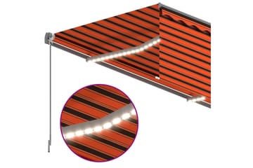 Manuell uttrekkbar markise rullegardin&LED 3x2,5m - Oransj - Hagemøbler - Solbeskyttelse - Markiser - Vindusmarkise