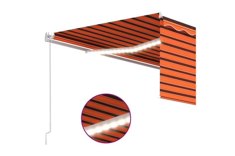 Manuell uttrekkbar markise rullegardin LED 4,5x3 m - Oransj - Hagemøbler - Solbeskyttelse - Markiser - Vindusmarkise