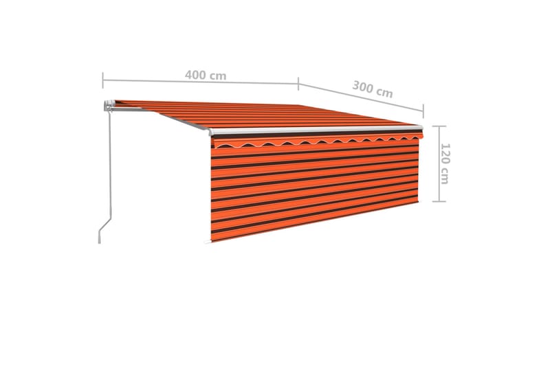 Manuell uttrekkbar markise rullegardin LED 4x3 m - Oransj - Hagemøbler - Solbeskyttelse - Markiser - Vindusmarkise