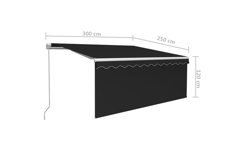 Manuell uttrekkbar markise rullegardin og LED 3x2,5 m - Antrasittgrå - Hagemøbler - Solbeskyttelse - Markiser - Vindusmarkise