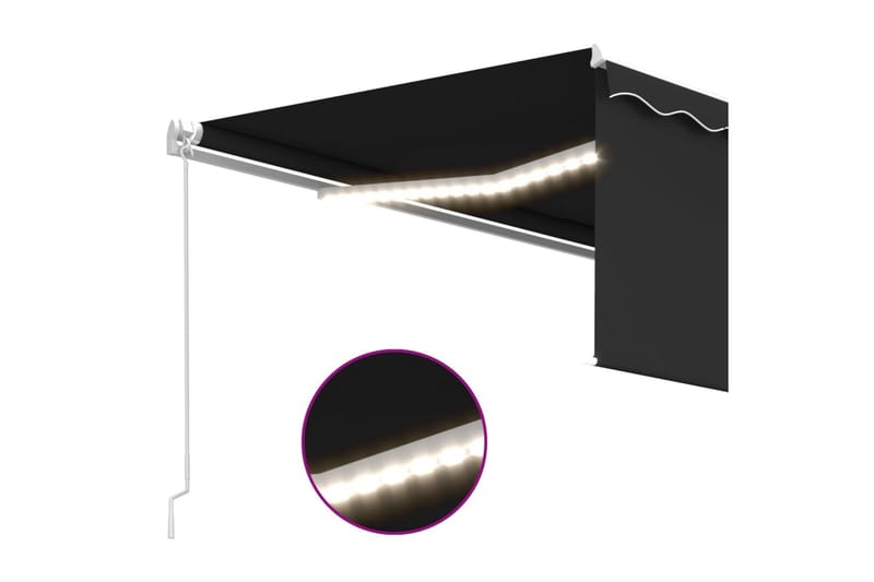 Manuell uttrekkbar markise rullegardin og LED 4,5x3 m - Antrasittgrå - Hagemøbler - Solbeskyttelse - Markiser - Vindusmarkise