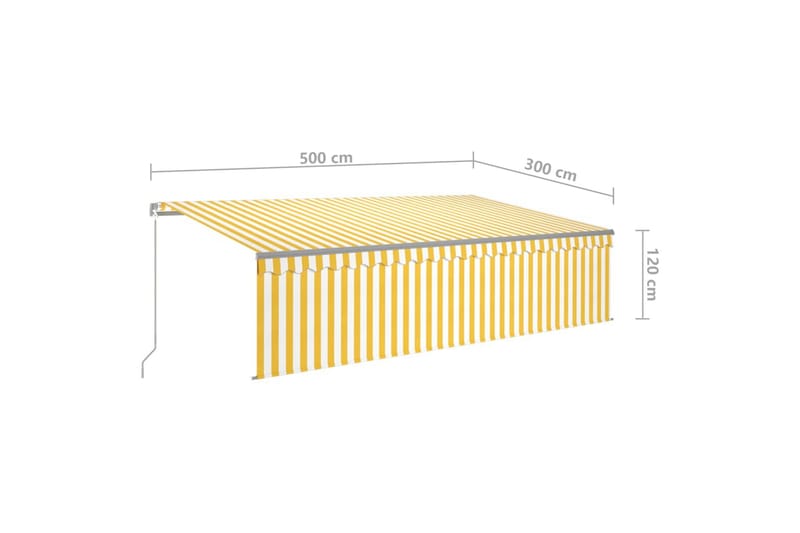 Manuell uttrekkbar markise rullegardin og LED 5x3 m - Gul - Vindusmarkise - Markiser