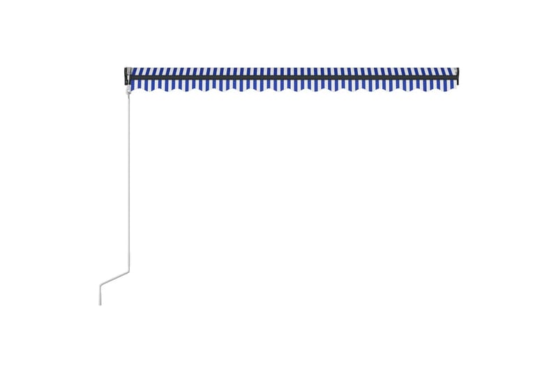 Markise med vindsensor og LED 300x250 cm blå og hvit - Terrassemarkise - Markiser - Balkongmarkise