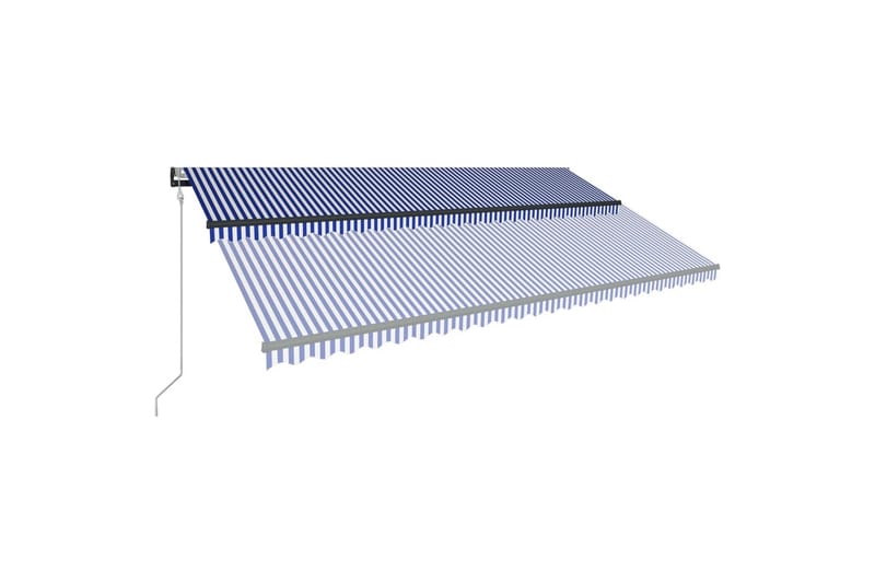 Markise med vindsensor og LED 600x300 cm blå og hvit - Balkongmarkise - Markiser - Terrassemarkise