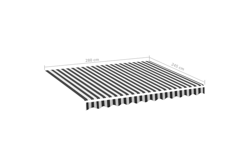 Erstatningsduk for markise antrasitt og hvit 3x2,5 m - Markiser - Markisevev & markisestoff