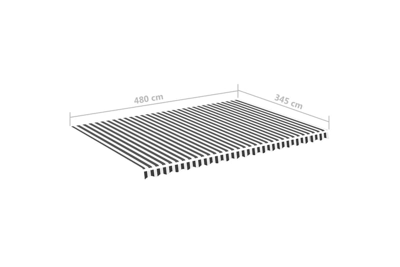 Erstatningsduk for markise antrasitt og hvit 5x3,5 m - Markiser - Markisevev & markisestoff