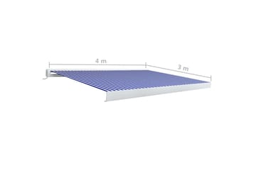 Motorisert kassettmarkise 400x300 cm blå og hvit - Blå - Hagemøbler - Solbeskyttelse - Markiser - Balkongmarkise