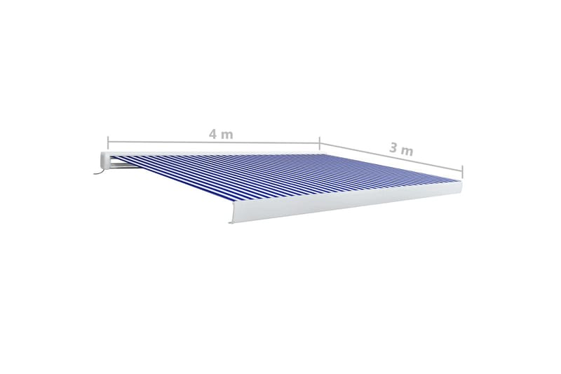 Motorisert kassettmarkise 400x300 cm blå og hvit - Blå - Balkongmarkise - Markiser - Terrassemarkise