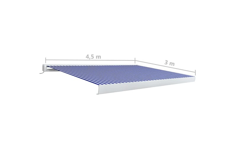 Motorisert kassettmarkise 450x300 cm blå og hvit - Blå - Balkongmarkise - Markiser - Terrassemarkise