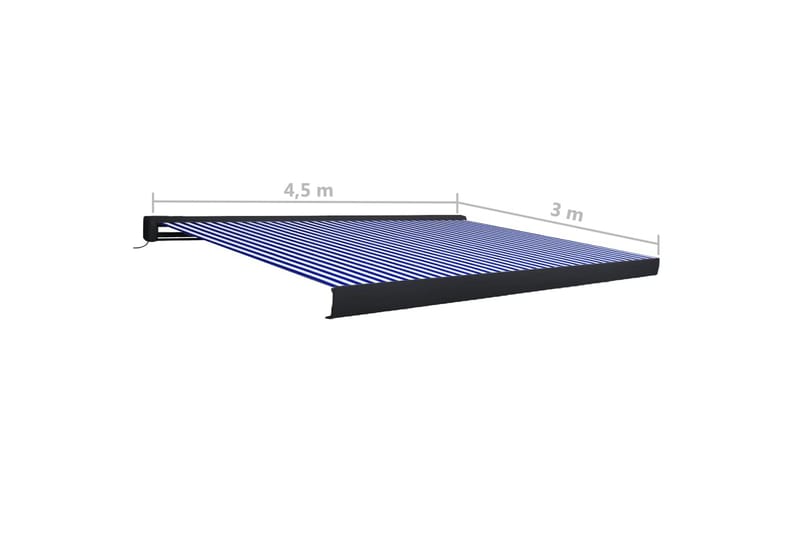 Motorisert kassettmarkise 450x300 cm blå og hvit - Blå - Hagemøbler - Solbeskyttelse - Markiser - Balkongmarkise