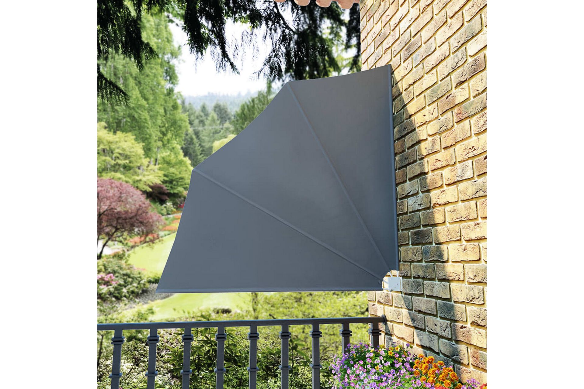 Sammenleggbar sidemarkise for balkong grå 140x140 cm - Hagemøbler - Solbeskyttelse - Markiser - Balkongmarkise