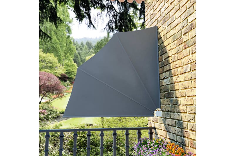 Sammenleggbar sidemarkise for balkong grå 140x140 cm - Hagemøbler - Solbeskyttelse - Markiser - Balkongmarkise