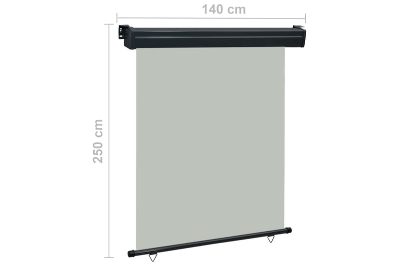 Sidemarkise for balkong 140x250 cm grå - Grå - Balkongmarkise - Markiser - Sidemarkise - Balkongbeskyttelse