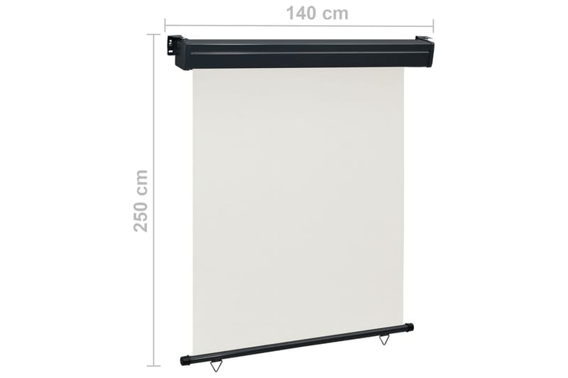 Sidemarkise for balkong 140x250 cm kremhvit - Krem - Hagemøbler - Solbeskyttelse - Markiser - Balkongmarkise