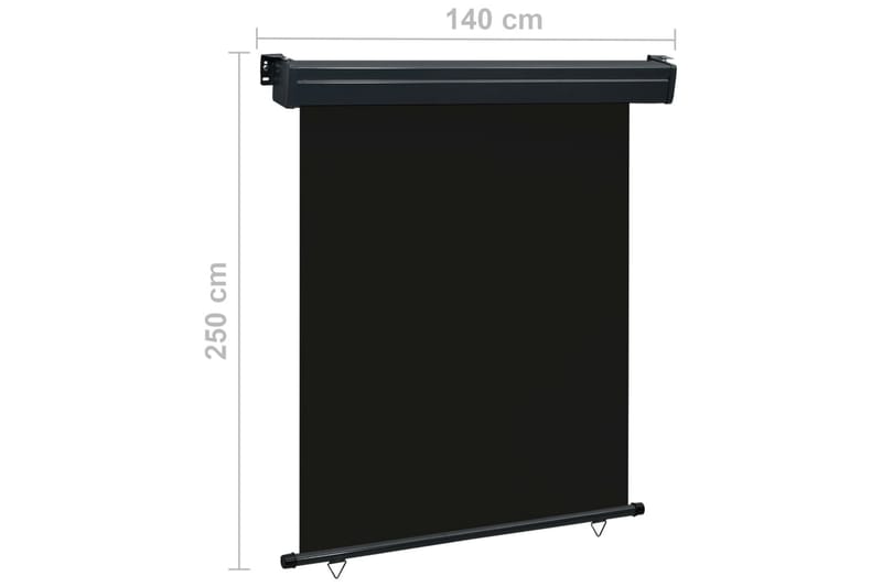 Sidemarkise for balkong 140x250 cm svart - Svart - Hagemøbler - Solbeskyttelse - Markiser - Balkongmarkise