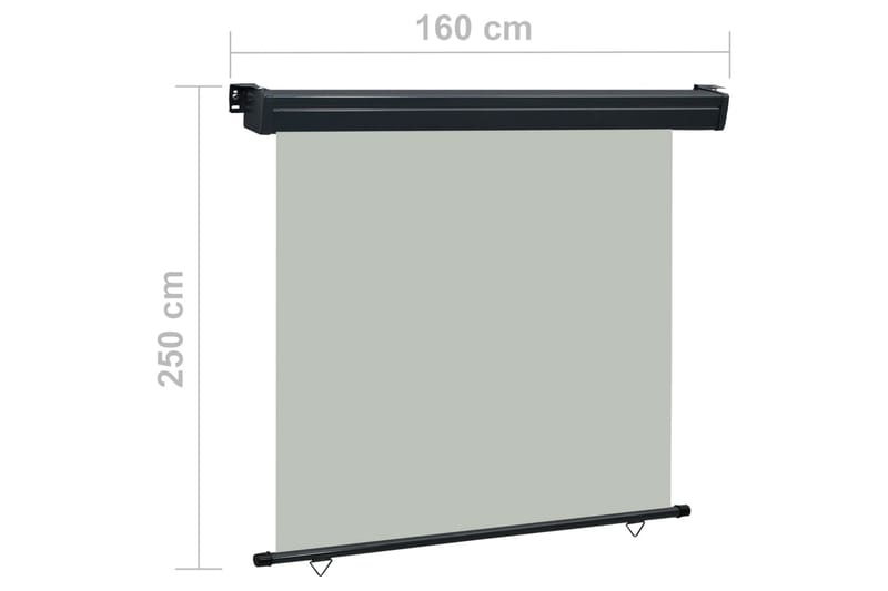 Sidemarkise for balkong 160x250 cm grå - Grå - Hagemøbler - Solbeskyttelse - Markiser - Balkongmarkise