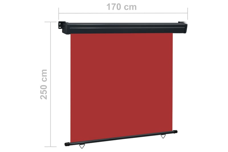 Sidemarkise for balkong 170x250 cm rød - Rød - Hagemøbler - Solbeskyttelse - Markiser - Balkongmarkise