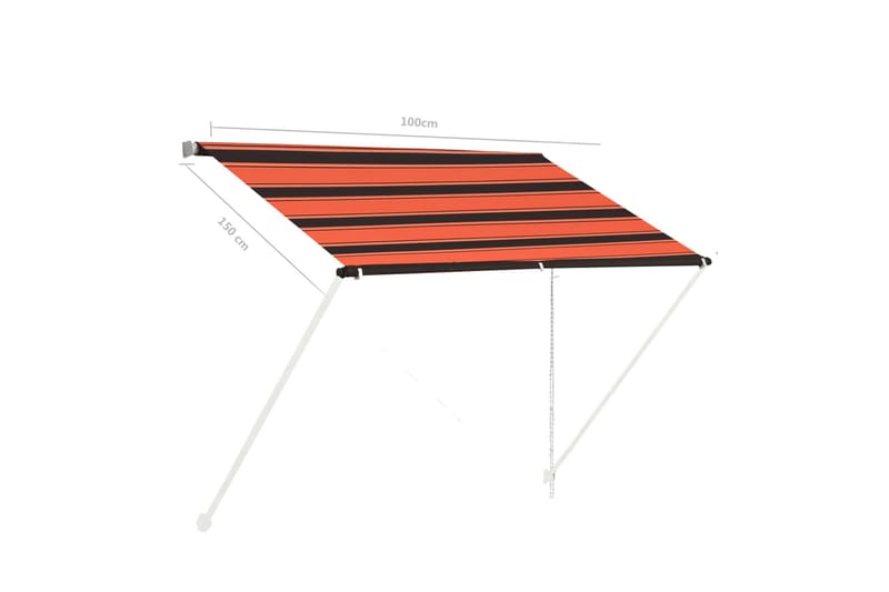 Uttrekkbar markise 100x150 cm oransje og brun - Flerfarget - Hagemøbler - Solbeskyttelse - Markiser - Vindusmarkise