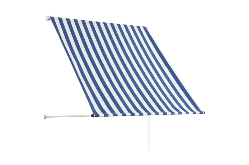 Uttrekkbar markise 150x150 cm blå og hvit - Hagemøbler - Solbeskyttelse - Markiser - Vindusmarkise
