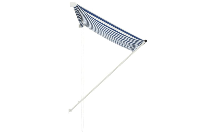 Uttrekkbar markise 150x150 cm blå og hvit - Hagemøbler - Solbeskyttelse - Markiser - Vindusmarkise