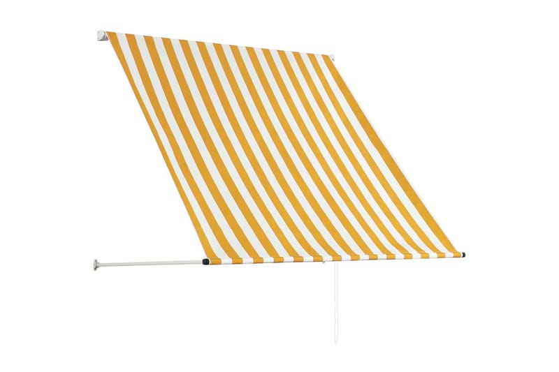 Uttrekkbar markise 150x150 cm gul og hvit - Hagemøbler - Solbeskyttelse - Markiser - Vindusmarkise