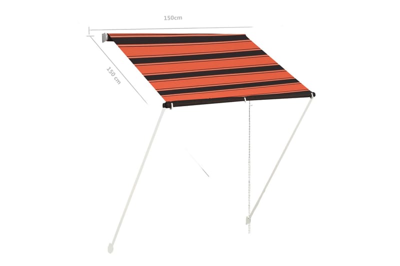 Uttrekkbar markise 150x150 cm oransje og brun - Flerfarget - Hagemøbler - Solbeskyttelse - Markiser - Vindusmarkise