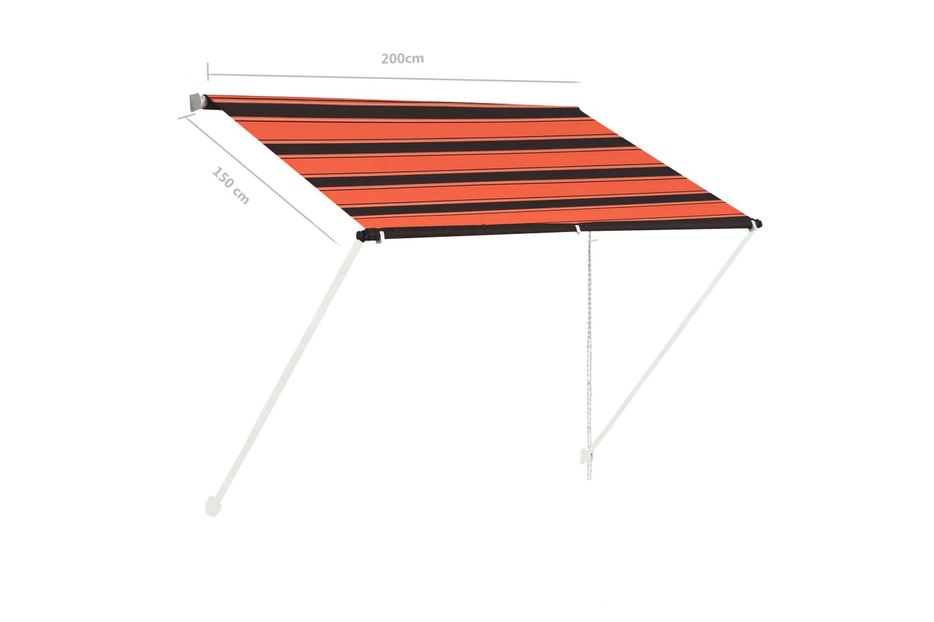 Uttrekkbar markise 200x150 cm oransje og brun - Flerfarget - Hagemøbler - Solbeskyttelse - Markiser - Vindusmarkise