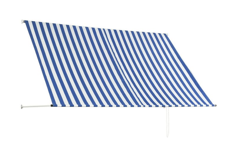 Uttrekkbar markise 250x150 cm blå og hvit - Hagemøbler - Solbeskyttelse - Markiser - Vindusmarkise