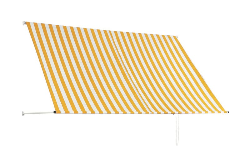Uttrekkbar markise 250x150 cm gul og hvit - Hagemøbler - Solbeskyttelse - Markiser - Vindusmarkise