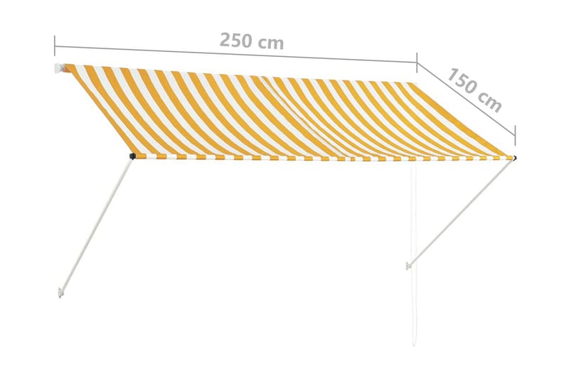 Uttrekkbar markise 250x150 cm gul og hvit - Hagemøbler - Solbeskyttelse - Markiser - Vindusmarkise