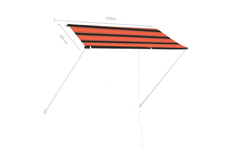 Uttrekkbar markise 250x150 cm oransje og brun - Flerfarget - Hagemøbler - Solbeskyttelse - Markiser - Vindusmarkise