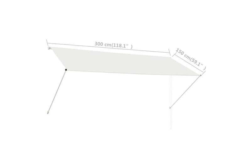 Uttrekkbar markise 300x150 cm kremhvit - Hagemøbler - Solbeskyttelse - Markiser - Balkongmarkise