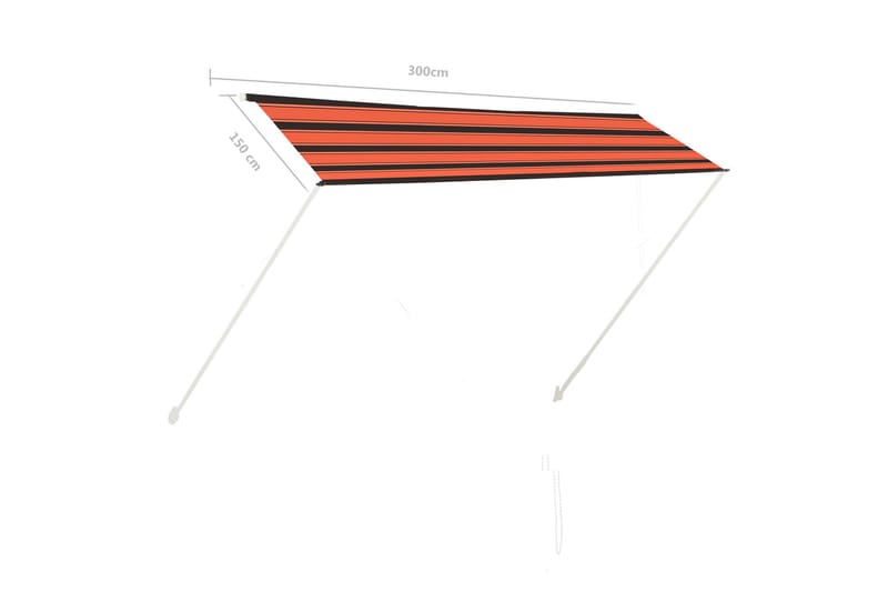 Uttrekkbar markise 300x150 cm oransje og brun - Flerfarget - Hagemøbler - Solbeskyttelse - Markiser - Balkongmarkise