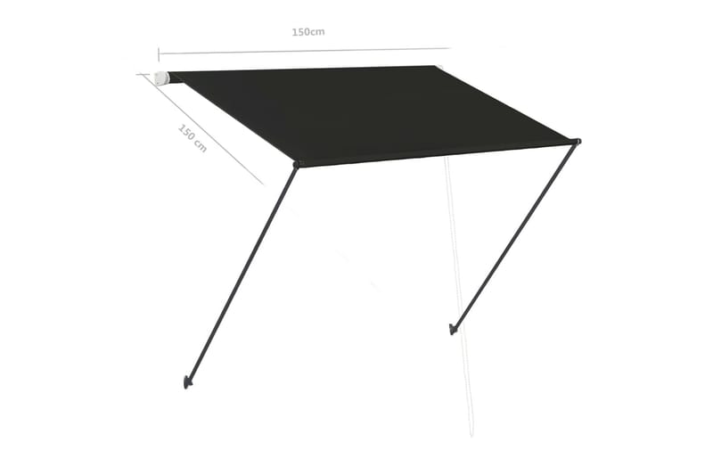 Uttrekkbar markise med LED 150x150 cm antrasitt - Grå - Hagemøbler - Solbeskyttelse - Markiser - Vindusmarkise
