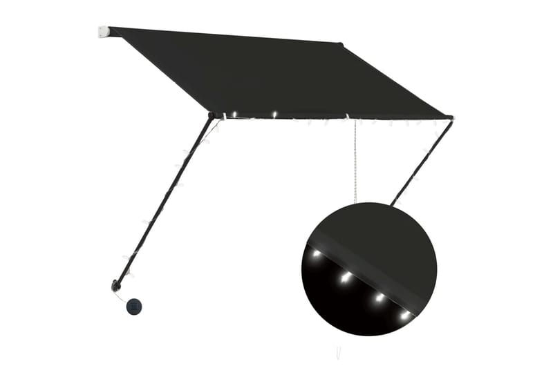 Uttrekkbar markise med LED 150x150 cm antrasitt - Grå - Hagemøbler - Solbeskyttelse - Markiser - Vindusmarkise