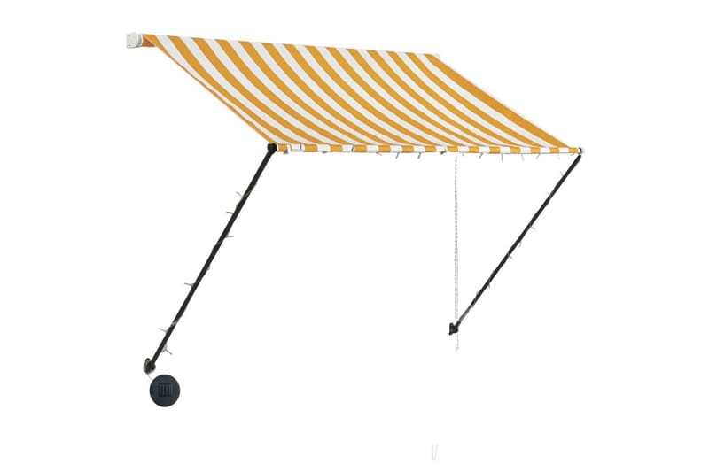 Uttrekkbar markise med LED 150x150 cm gul og hvit - Gul - Hagemøbler - Solbeskyttelse - Markiser - Vindusmarkise