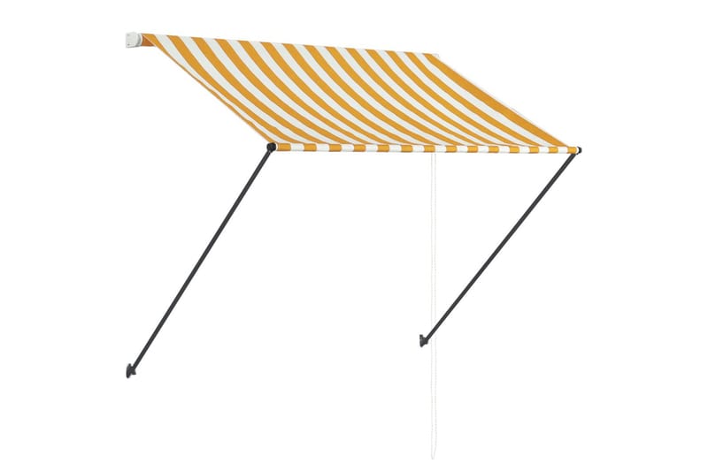 Uttrekkbar markise med LED 150x150 cm gul og hvit - Gul - Hagemøbler - Solbeskyttelse - Markiser - Vindusmarkise