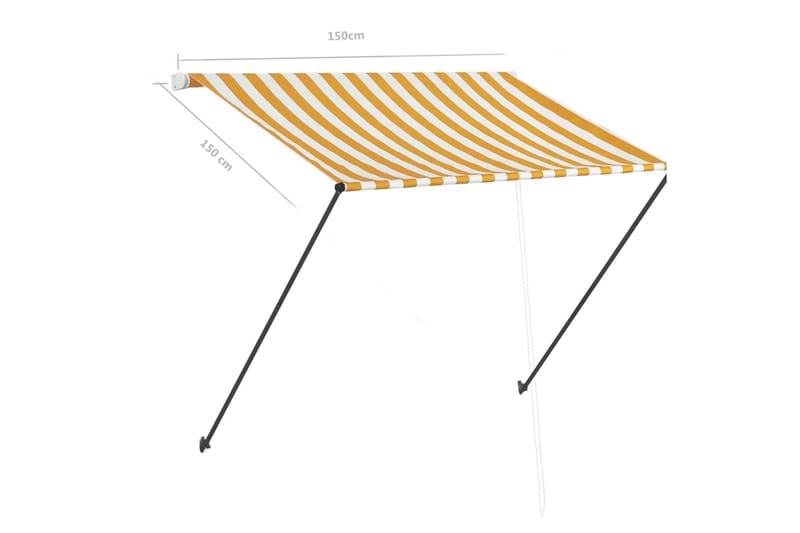 Uttrekkbar markise med LED 150x150 cm gul og hvit - Gul - Hagemøbler - Solbeskyttelse - Markiser - Vindusmarkise