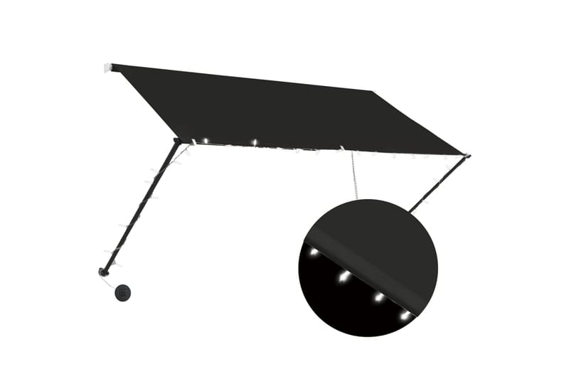 Uttrekkbar markise med LED 250x150 cm antrasitt - Grå - Hagemøbler - Solbeskyttelse - Markiser - Vindusmarkise